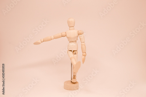 Wooden man model, manikin to draw human body anatomy serious standing pose. Mannequin control dummy figure vector simple illustration stock image