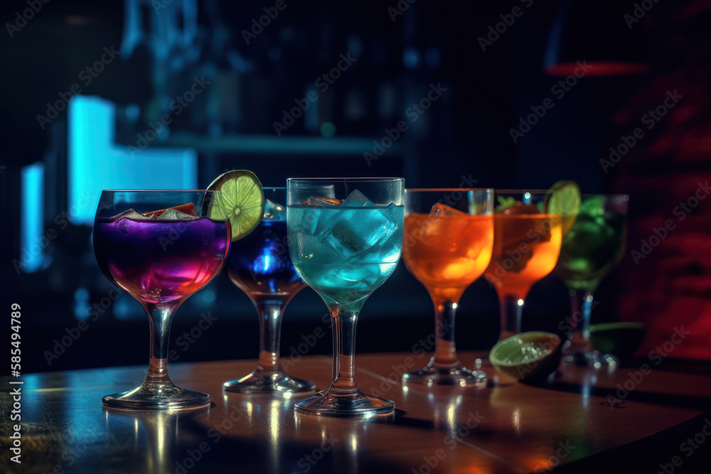 cocktails love on the beach glasses on the bar generative ai cocktails love on the beach glasses on the bar generative ai