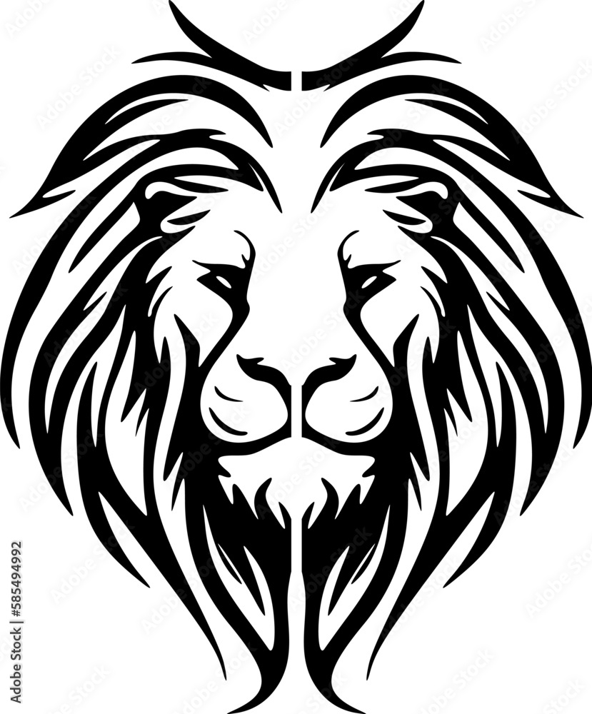 ﻿A classic vector logo of a lion, in just black and white.