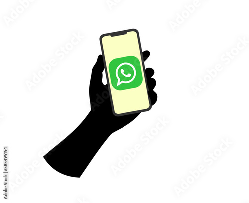 Whatsapp banner template. Contact us on our whats app number. Smartphone mockup with whatsapp icons. Vector