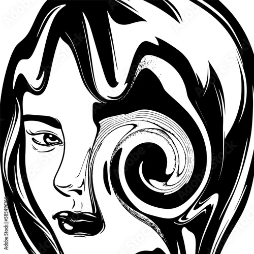 Vector hand drawn surreal trendy illustration.