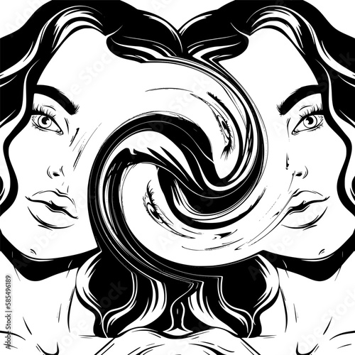 Vector hand drawn surreal trendy illustration.