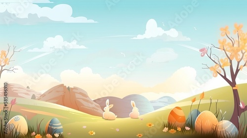 easter colorfull background - Generative AI