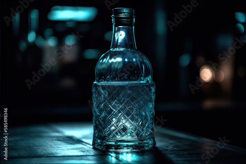  Ice water with bottle on the bar generative