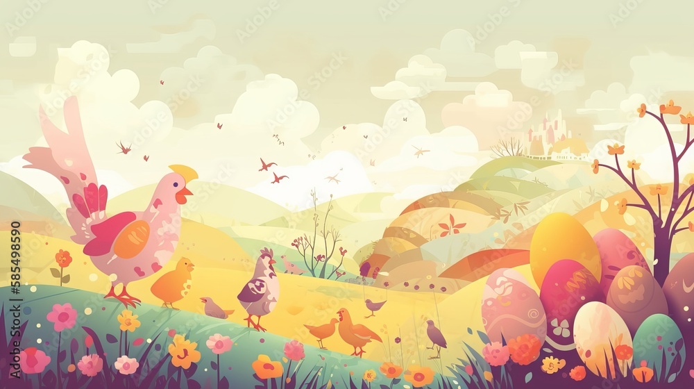 easter colorfull background - Generative AI