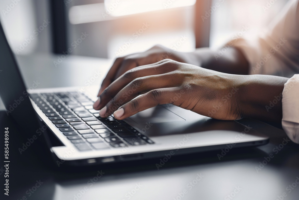 Typing on a Laptop at a Desk - A Close Up High Quality Image. Typing on a Laptop at a Desk - A Close Up High Quality Image.