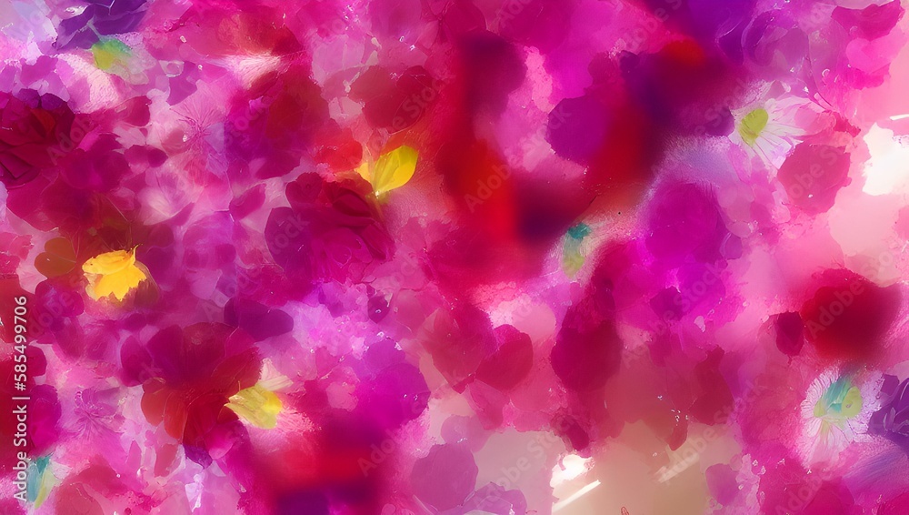 Background with pink flowers in watercolor style by generative AI