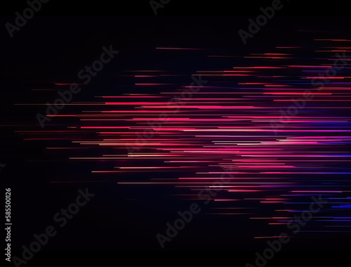 Fototapeta Naklejka Na Ścianę i Meble -  Illustration of abstract red optical connection lines in black space background,  futuristic high speed wireless technology network concept.
