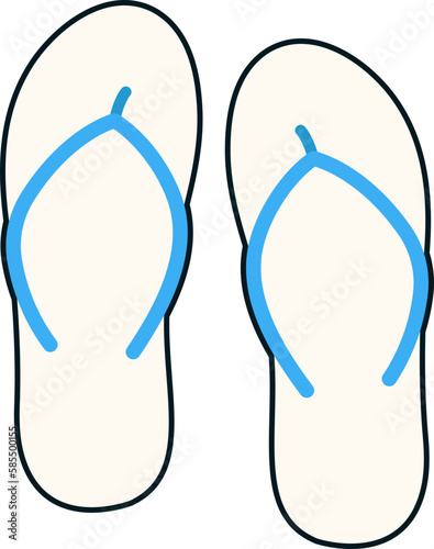 Sandal Slipper Vacation Wear Foot Summer Beach Travel Flat Black Sticker