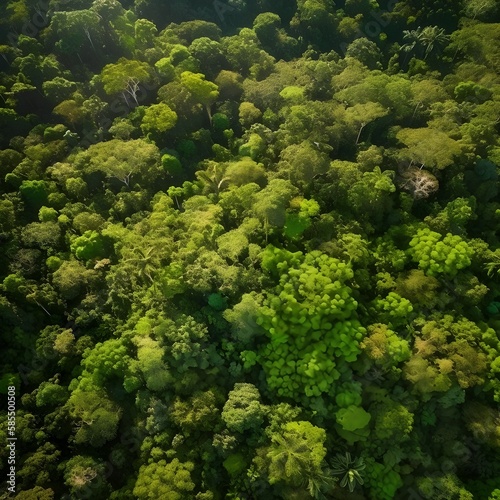 aerial view of dense vibrant forest