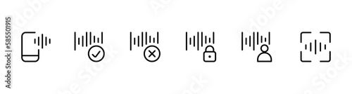 Voice identify icon, with editable stroke. Outline Linear voice sign, speech recognition pictogram