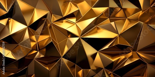 "Mirrored Mosaic" | Black And Gold Symmetric Geometric Background | Generative AI Artwork 