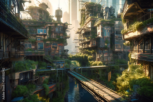In a verdant metropolis, cityscapes merge seamlessly with thriving ecosystems, fostering a radiant future where progress and nature flourish together
