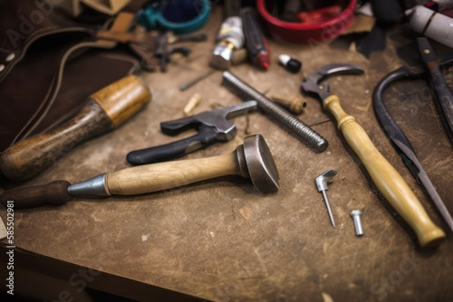 Leatherworking tools. Photo generative AI