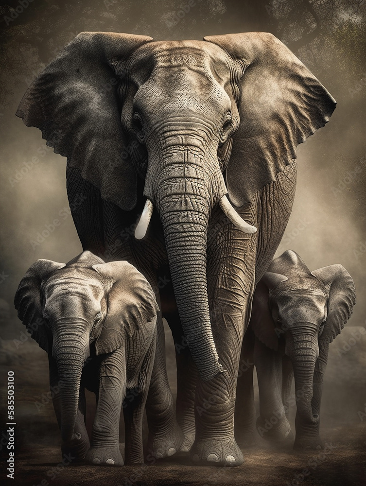 Elephant family portrait