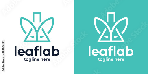 leaf and lab logo design icon vector illustration