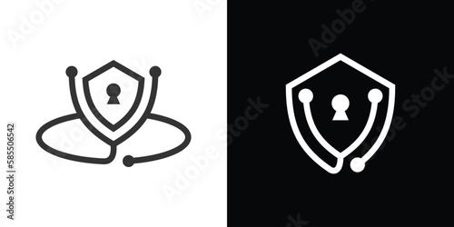 shield and stethoscope logo design icon vector illustration
