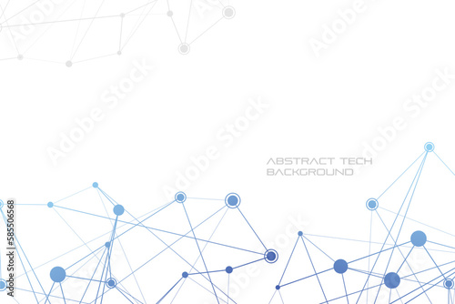 Structure of particles or molecules. Connected line and dots.
