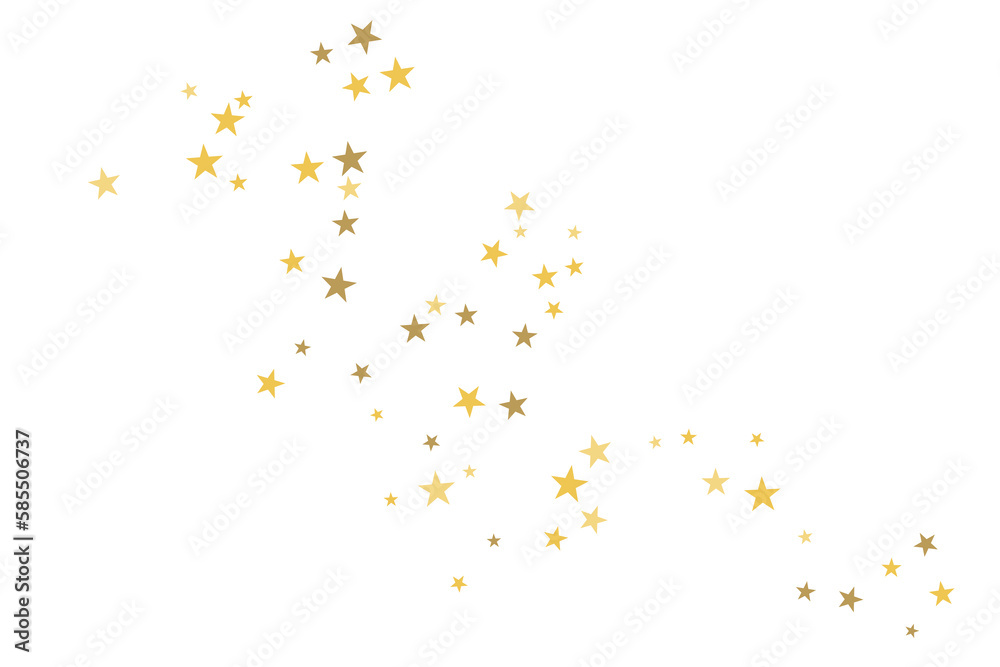 Star confetti. Gold casual confetti background. Bright design pattern.