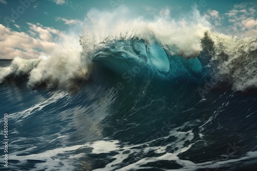 Tsunami.Powerful large ocean wave