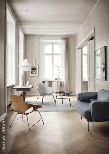 Interior design in a beautiful and stylish apartment  perfect for a cozy lifestyle. AI generated