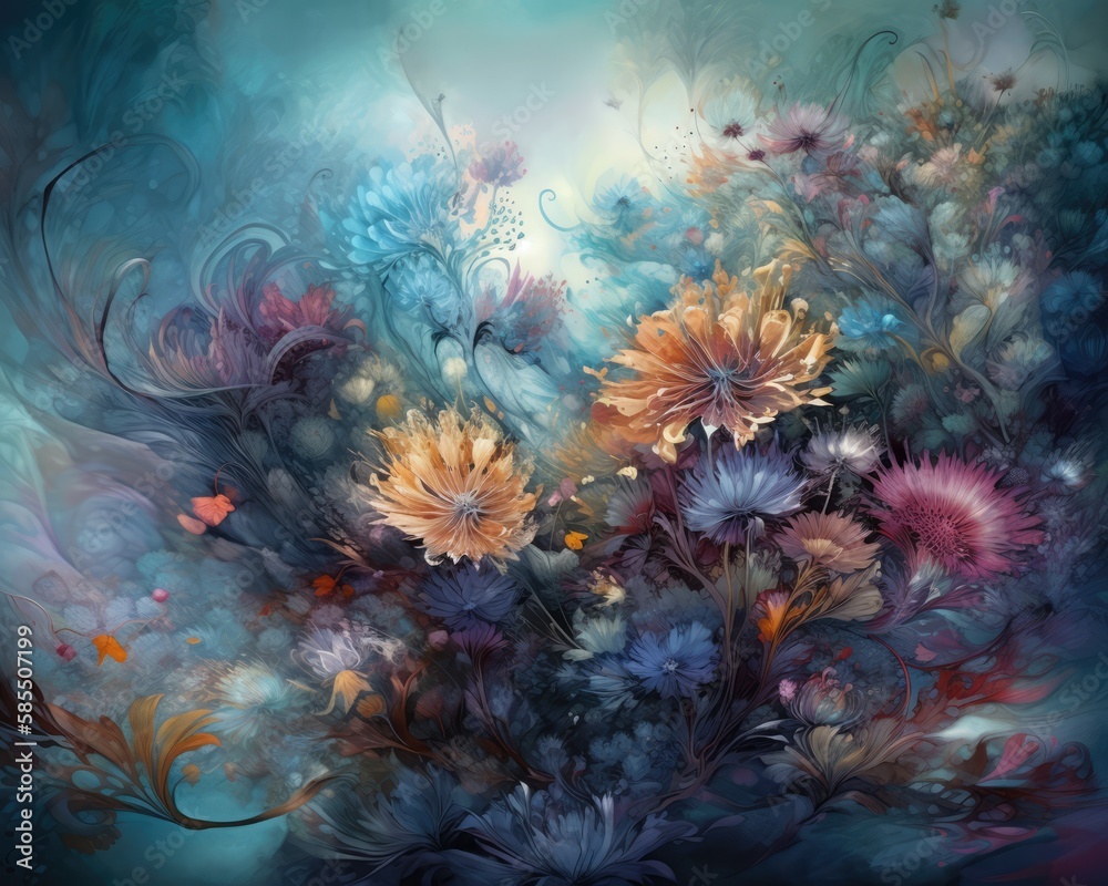 Flowers abstract texture background made with generative ai