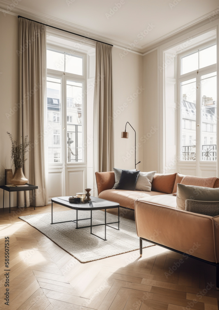 Interior design in a beautiful and stylish apartment, perfect for a cozy lifestyle. AI generated