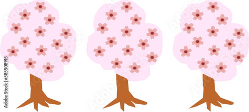 3つの桜の木