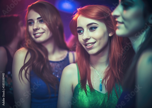 Party scene from a festive night club with happy people and friends