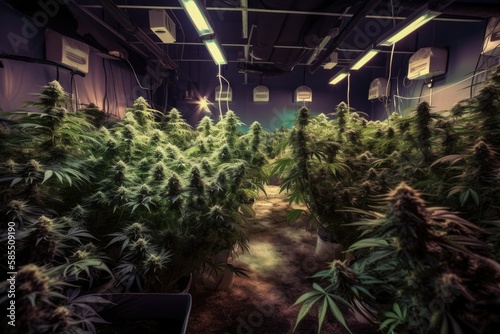 Commercial Legal Cannabis Grow in a Factory 