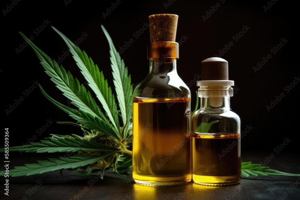 Cannabis medical oil packed in a small bottle Cannabis medical oil packed in a small bottle