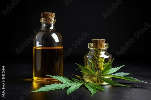 Cannabis medical oil packed in a small bottle 