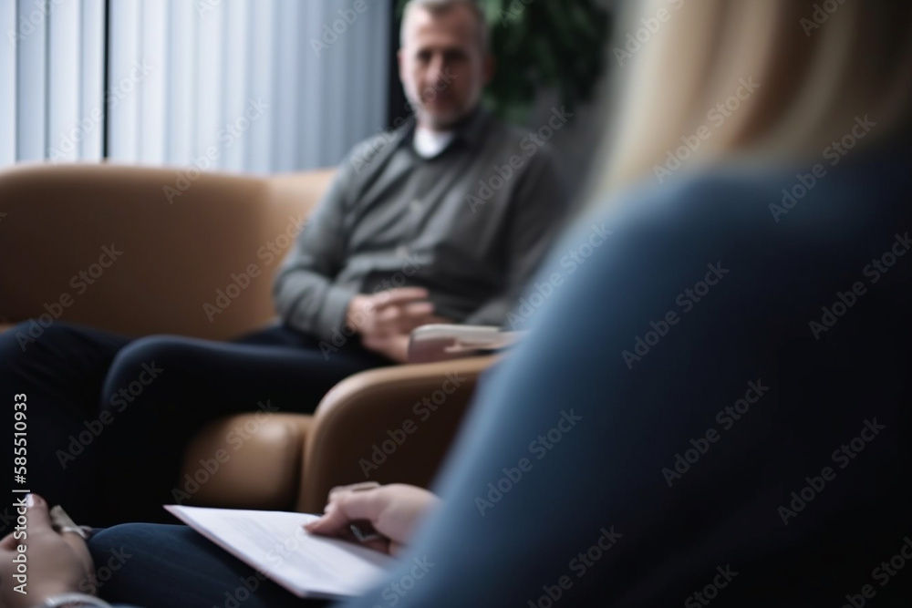 Therapist providing guidance and support in a peaceful therapy session. Generative Ai technology. Therapist providing guidance and support in a peaceful therapy session. Generative Ai technology.