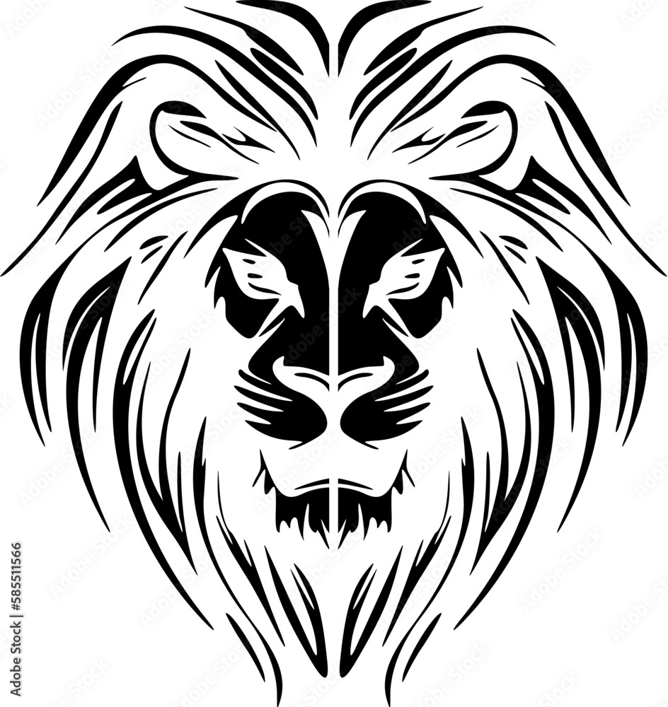 ﻿Simple black & white lion logo vector.