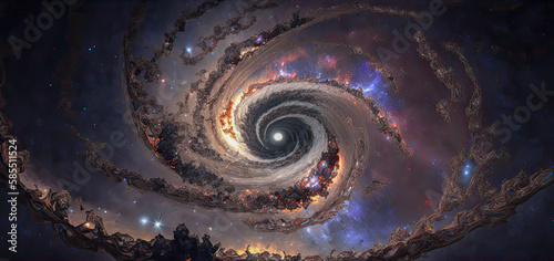 galaxy’s in deep space with nebula and white hole explosion