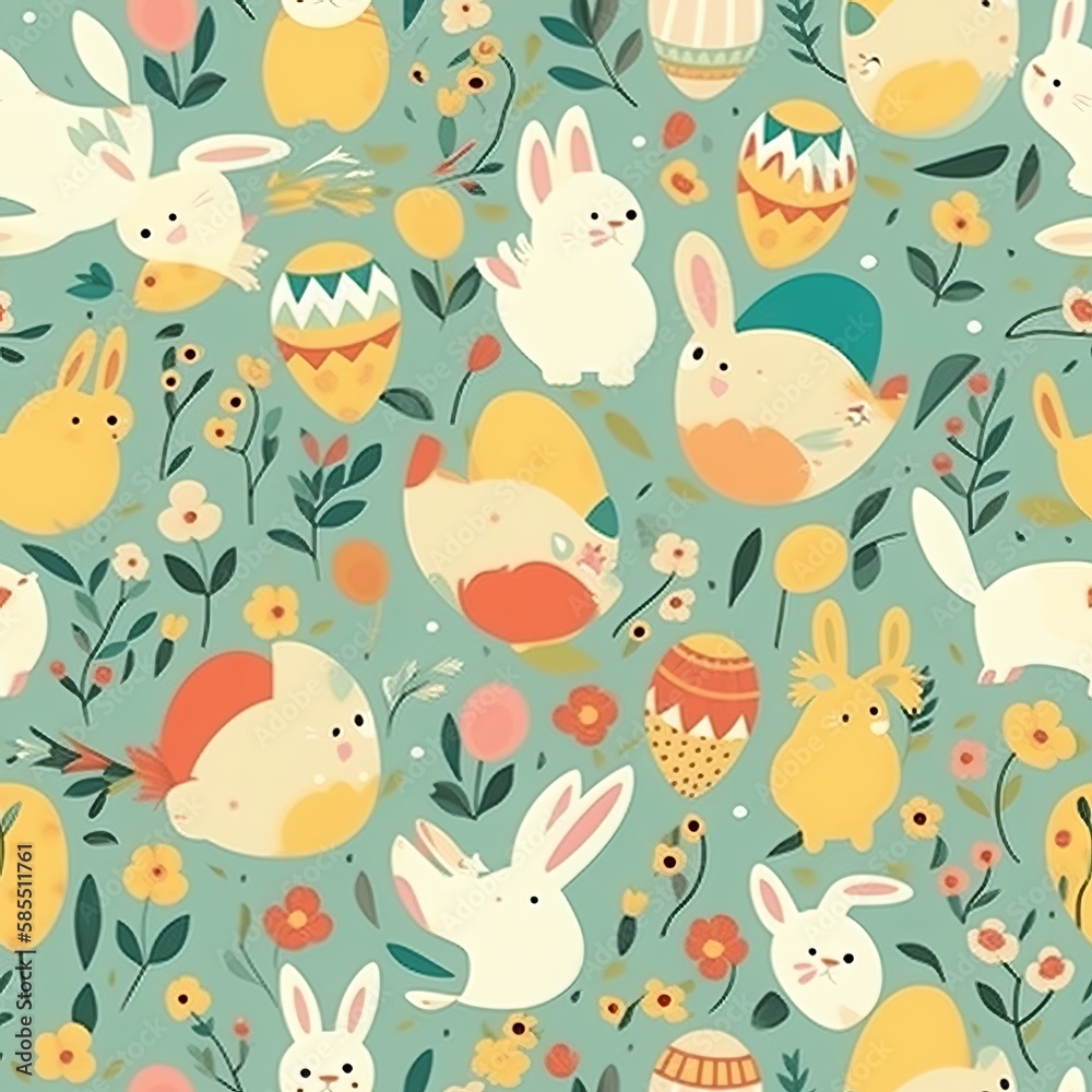 cartoon easter pattern - Generative AI cartoon easter pattern - Generative AI