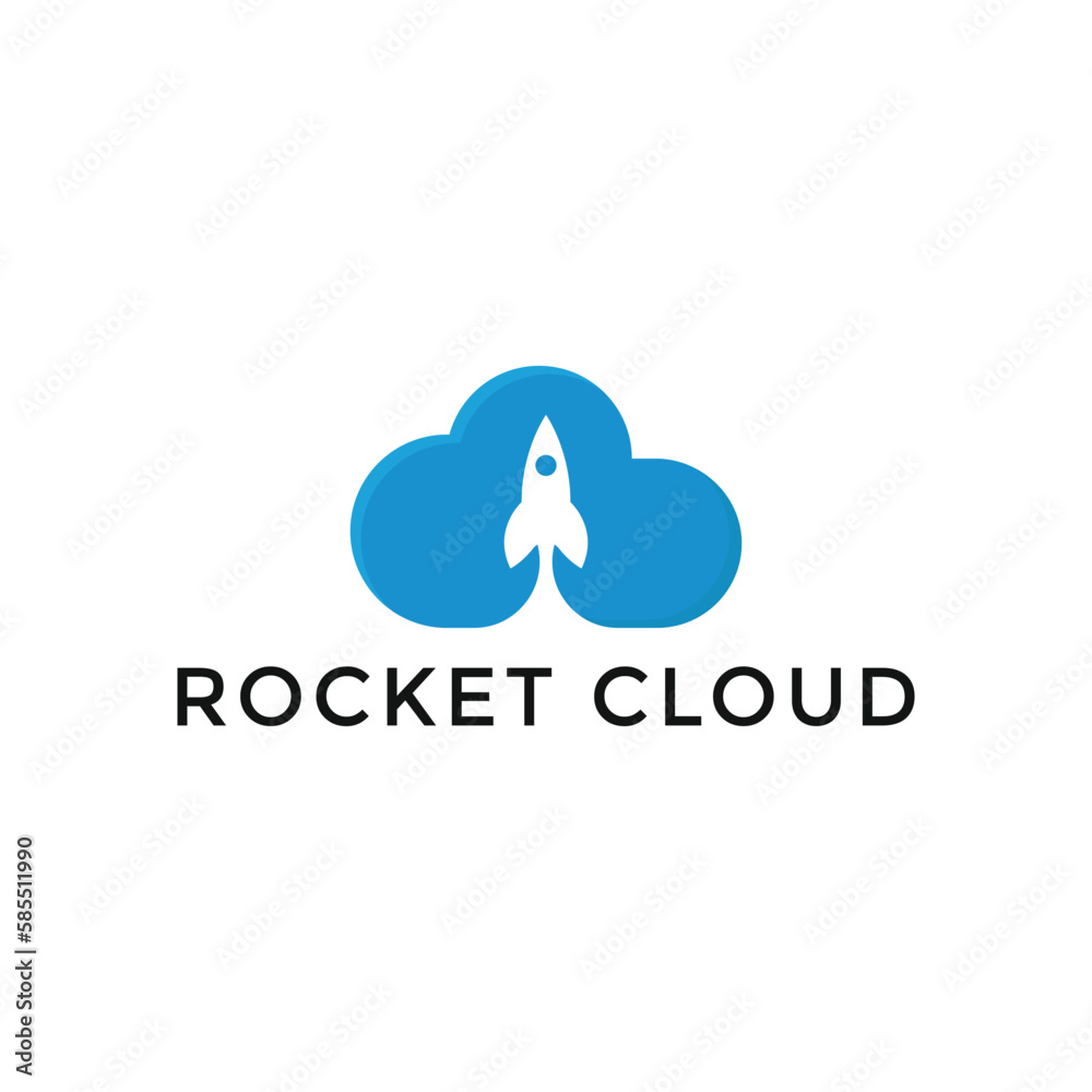 illustration vector rocket cloud flat design logo illustration vector rocket cloud flat design logo
