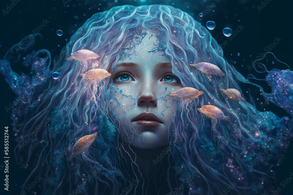 fantasy mystic mermaid, generative ai