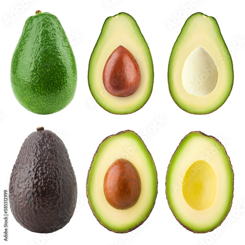Avocado isolated on white background, full depth of field