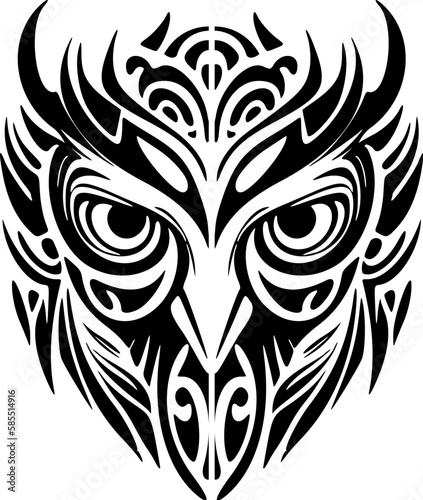 ﻿Black and white tattoo of Polynesian god patterns photo