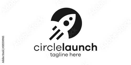 rocket logo design icon circle vector illustration