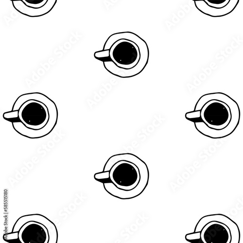 Seamless vector pattern cup and saucer. coffee tea