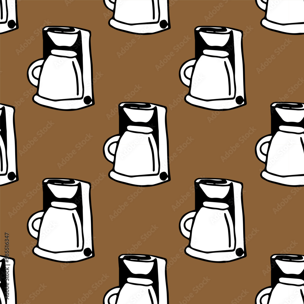 Seamless vector pattern drip coffee maker on a Seamless vector pattern drip coffee maker on a