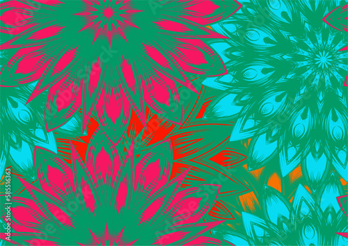 Flowers. Seamless floral background. Tracery handmade nature ethnic fabric backdrop pattern. Textile design texture. Decorative color art. Vector