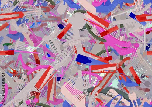 Background pattern abstract design texture. Seamless. Theme is about high heels, accounting, ladies, pumps, footwear, elegance, illustration, elegant, casual, hair clips, for papers, clerical