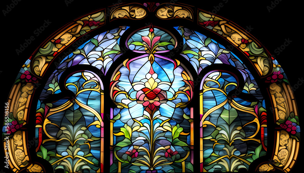 Stained glass windows. Generative AI.