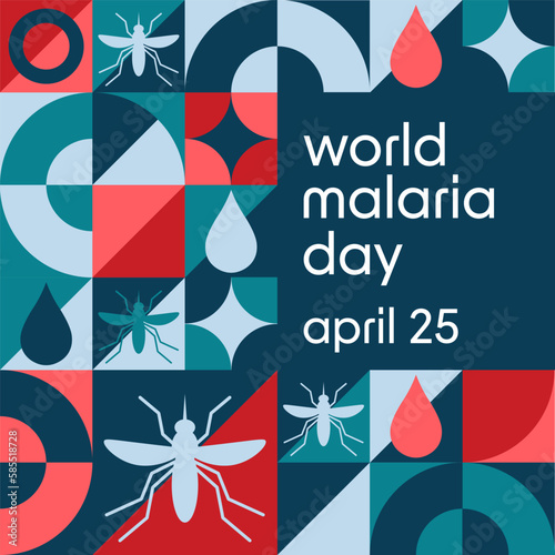 World Malaria Day. April 25. Holiday concept. Template for background, banner, card, poster with text inscription. Vector EPS10 illustration.