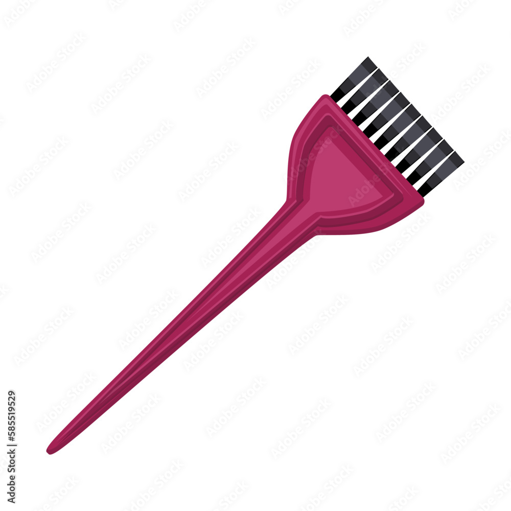 Makeup artist accessory paintbrush isolated on white background. Professional tool for skin treatment. Cosmetics brush with pink red plastic handle. Beauty spa salon concept icon. Vector illustration Makeup artist accessory paintbrush isolated on white background. Professional tool for skin treatment. Cosmetics brush with pink red plastic handle. Beauty spa salon concept icon. Vector illustration