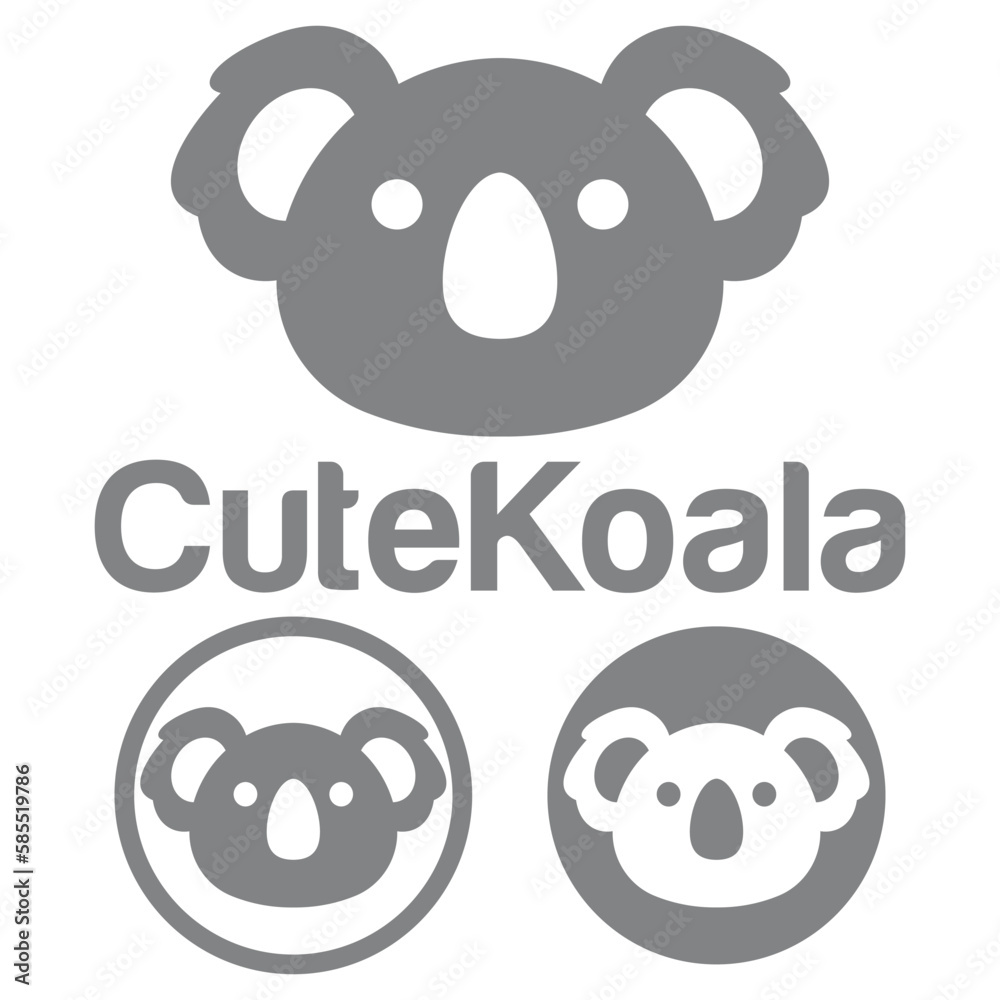 Cute Kawaii head koala Mascot Cartoon Logo Design Icon Illustration