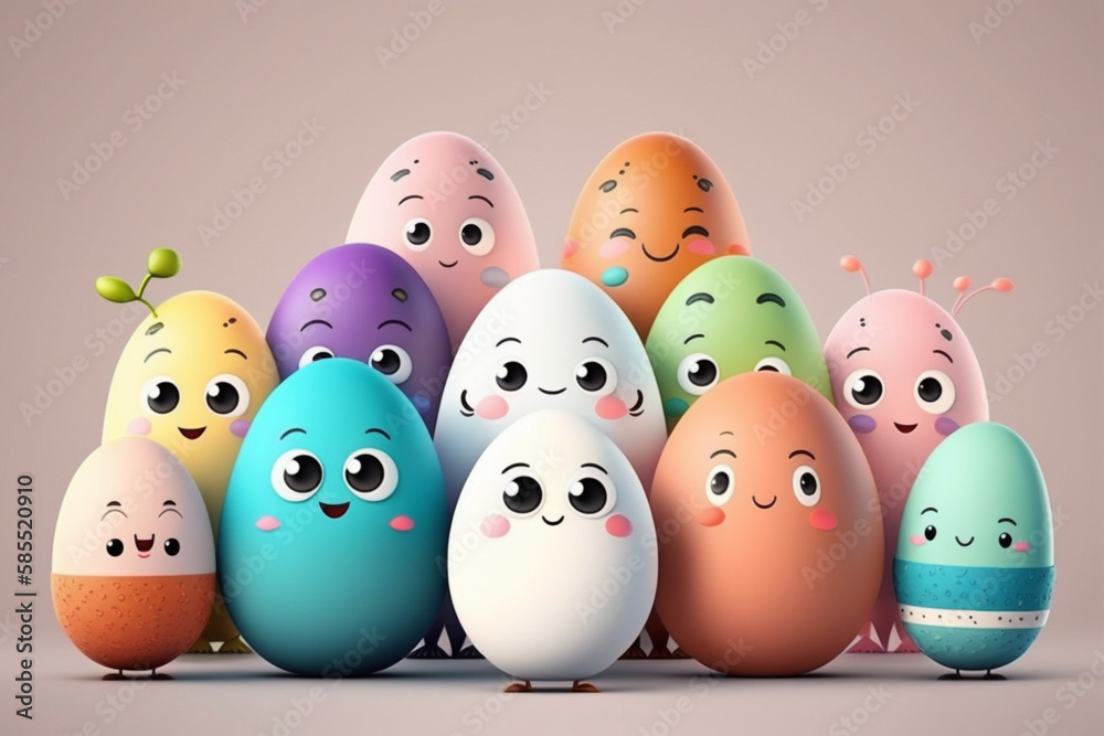 Easter egg character Cute adorable easter background Generative AI